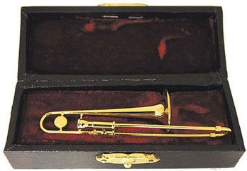 Dollhouse Miniature Trombone with Case